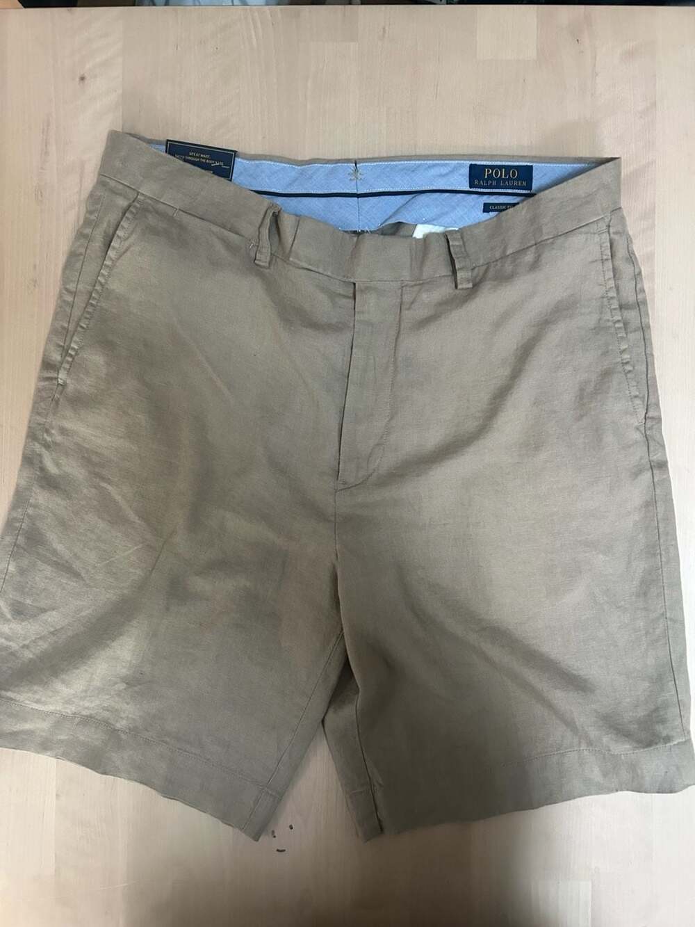 NWT Men’s Polo Ralph Lauren Classic Fit 9 Shorts Size 33 Khaki Linen